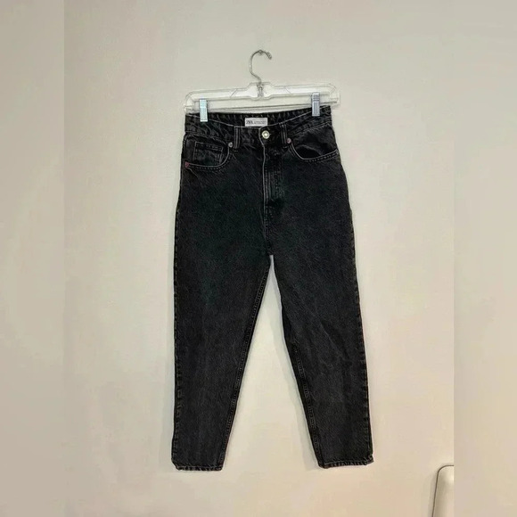 ZARA High Waist washed black straight leg ankle jeans size 4/ 26 Abercrombie - Picture 5 of 9